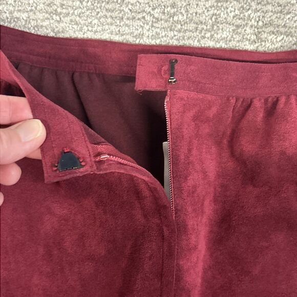 Abe Schrader Skirt Womens 8 Suede Pockets Red Union Made USA Vintage Midi - Picture 8 of 9